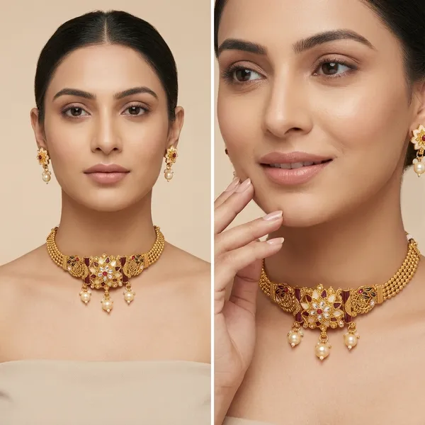 Gold_Alloy_Kundan_Choker_Necklace_Set_With_Earrings_For_Women