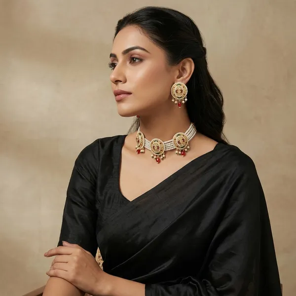 Gold_&_Pearl_Kundan_Pearl_Choker_Necklace_Set_For_Women