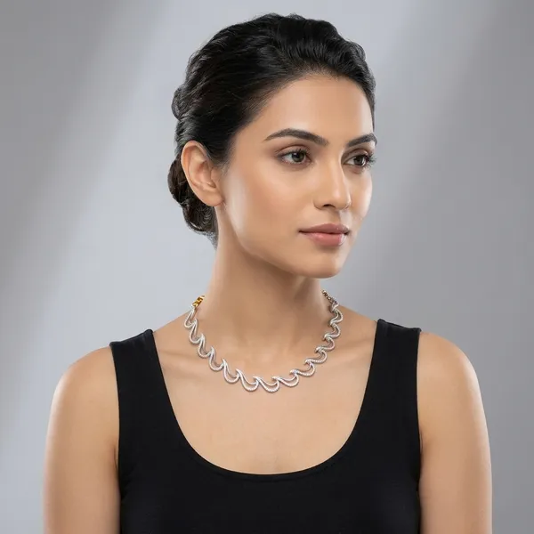 Silver_Tone_Wavy_Link_Necklace_For_Women