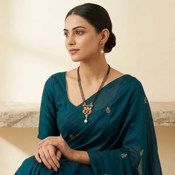 Multicolor_Gold_Plated_Mangalsutra_Style_Necklace_Set_For_Women