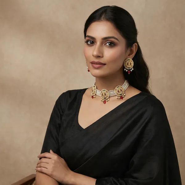 Gold_&_Pearl_Kundan_Pearl_Choker_Necklace_Set_For_Women