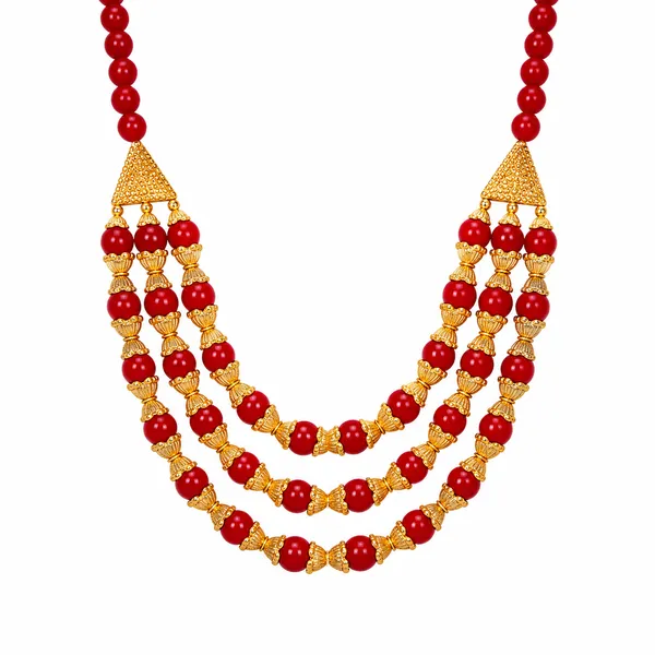 Red_Gold_Beaded_Multi-Strand_Traditional_Necklace_For_Women