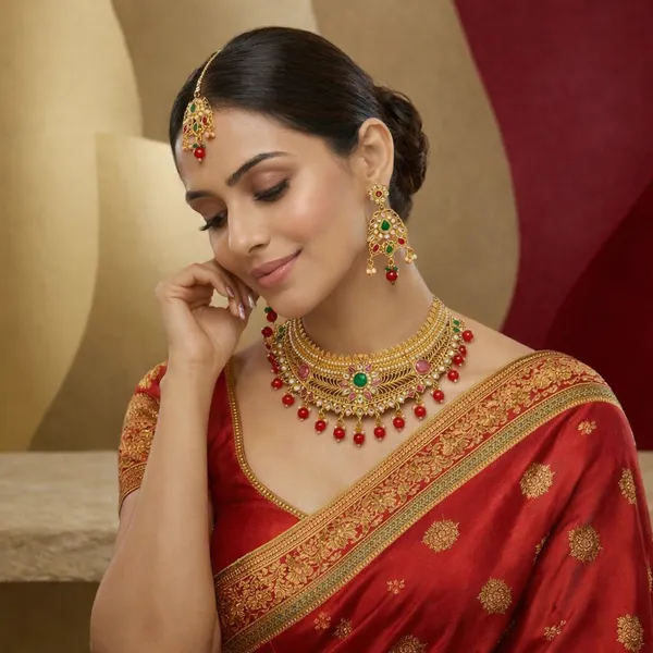 Gold_Alloy_Polki_Kundan_Choker_Necklace_Set_With_Red_Beads_For_Women