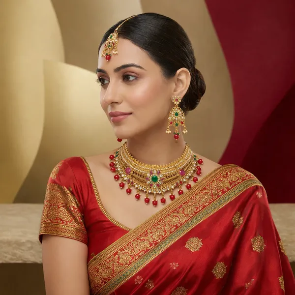Gold_Alloy_Polki_Kundan_Choker_Necklace_Set_With_Red_Beads_For_Women