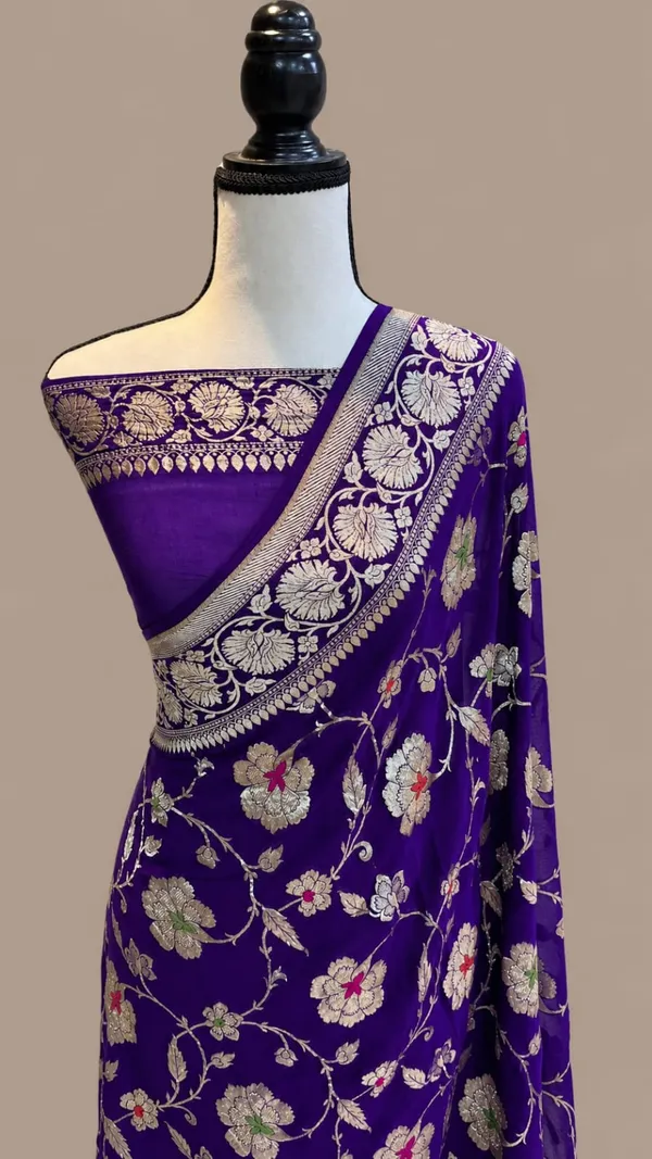 Banarasi_Georgete_Flower_Jaal_Buta_Saree_-_Royal_Blue