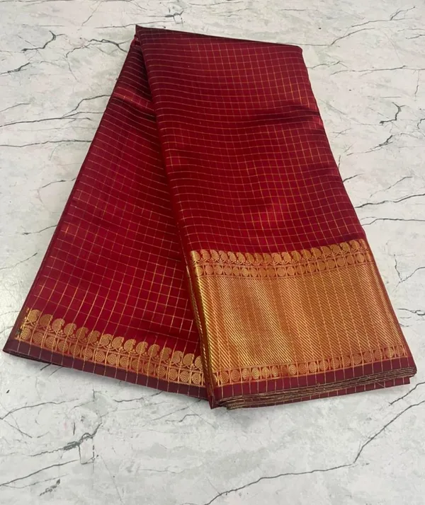 Semi_Katan_With_Katan_Gold_Zari_Saree_pooja_hegde_-_Red