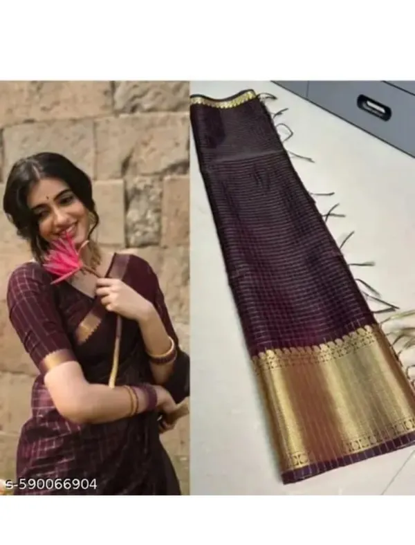 Semi_Katan_With_Katan_Gold_Zari_Saree__pooja_hegde_-_Wine