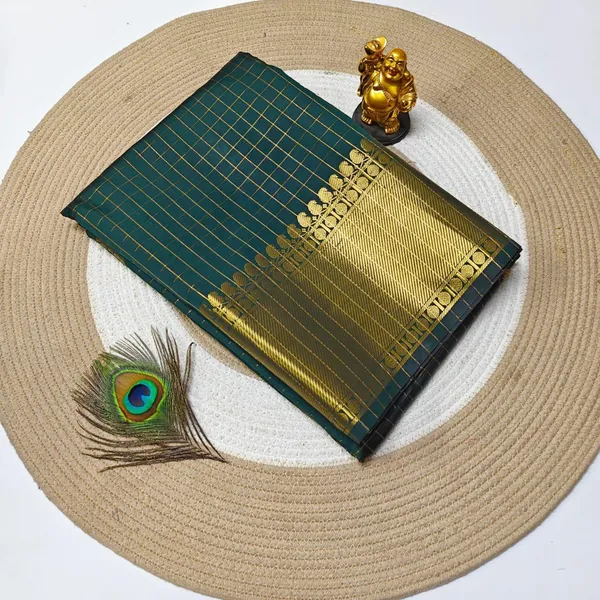 Semi_Katan_With_Katan_Gold_Zari_Saree_pooja_hegde_-_Peacock