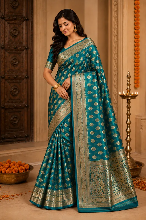 Banarsi_silk_buta_Peacock_saree