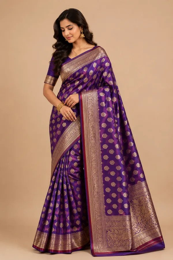 Banarsi_Silk_Buta_Purple_Saree
