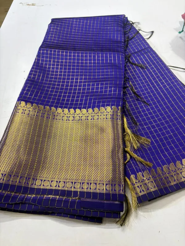 Semi_Katan_With_Katan_Gold_Zari_Saree_pooja_hegde__-_Royal_Blue