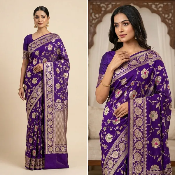 Banarasi_Georgete_Flower_Jaal_Buta_Saree_-_Royal_Blue