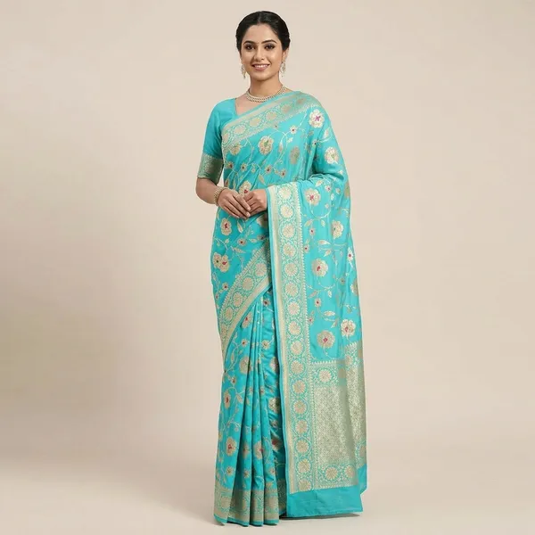 Banarasi_Georgete_Flower_Jaal_Buta_Saree_-_Asmani_Blue