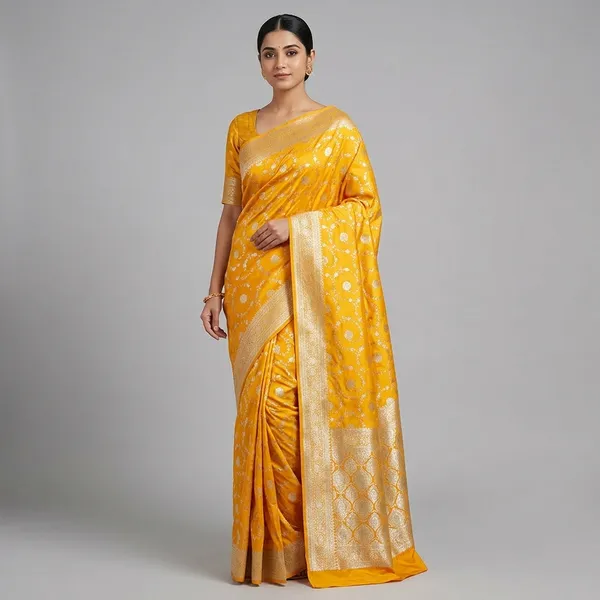 Pure_Katan_Banarasi_Red_Bidai_Saree_-_Yellow