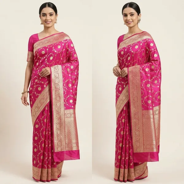 Pure_Katan_Banarasi_Red_Bidai_Saree_-_Magenta