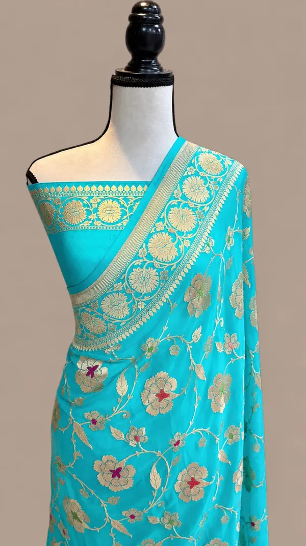 Banarasi_Georgete_Flower_Jaal_Buta_Saree_-_Asmani_Blue