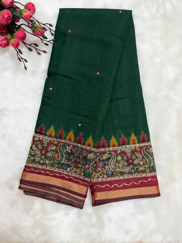 Green_Mul_Cotton_Embroidered_Contrast_Border_Saree_For_Women