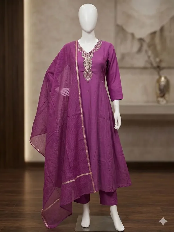 Purple_Chanderi_Embroidered_Anarkali_Suit_Set_For_Women