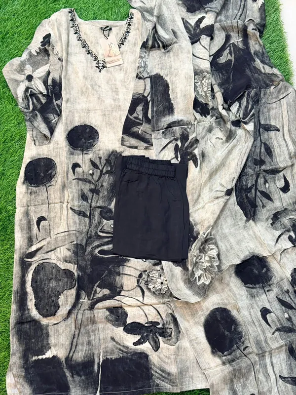 Off_White_Cotton_Floral_Print_Kurta_Palazzo_Dupatta_Set_For_Women