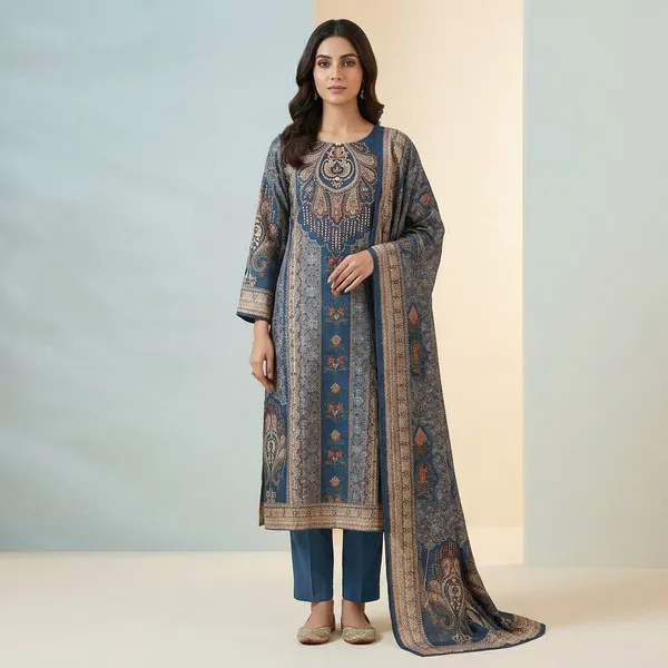 Blue_Silk_Paisley_Embroidered_Unstitched_Suit_Set_For_Women