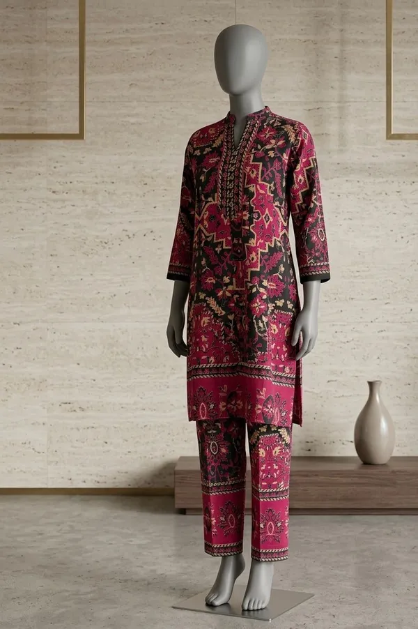 Pink_Rayon_Cotton_Floral_Embroidered_Kurta_Pant_Set_For_Women