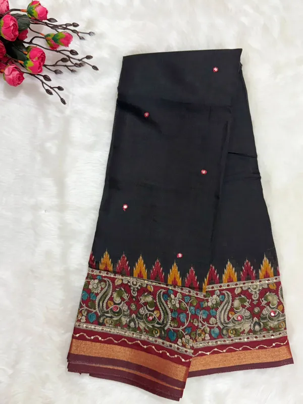 Black_Mul_Cotton_Embroidered_Border_Saree_For_Women