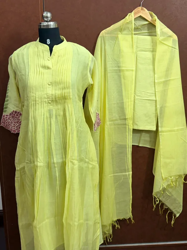 Yellow_Cotton_Anarkali_Kurta_Set_With_Dupatta_For_Women