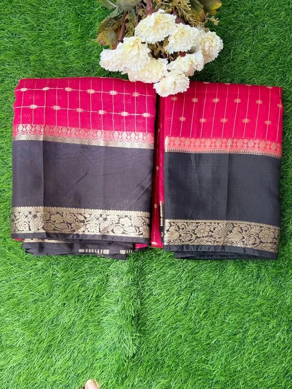 Pink_Black_Crepe_Silk_Zari_Border_Saree_For_Women