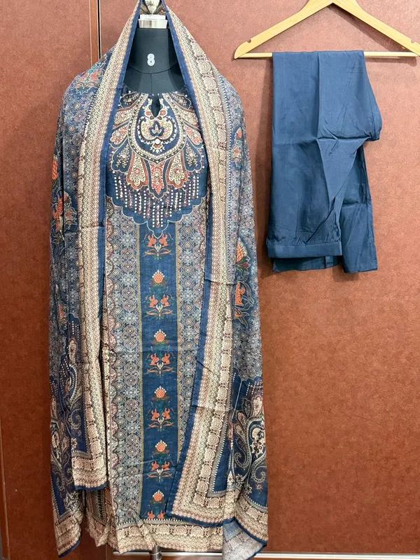 Blue_Silk_Paisley_Embroidered_Unstitched_Suit_Set_For_Women