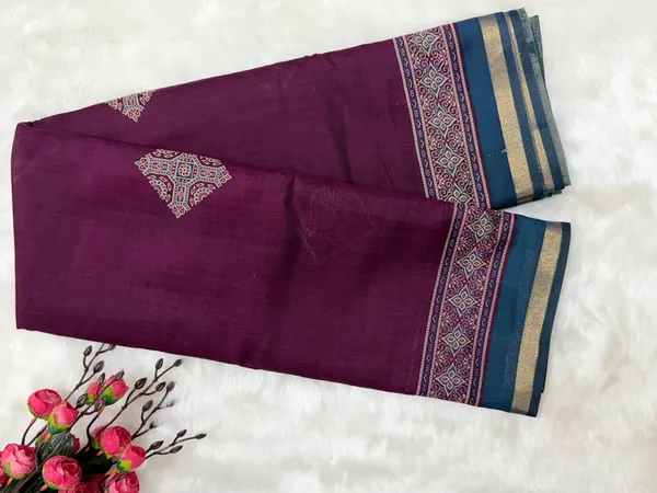 Purple_Silk_Paisley_Printed_Saree_With_Decorative_Border_For_Women