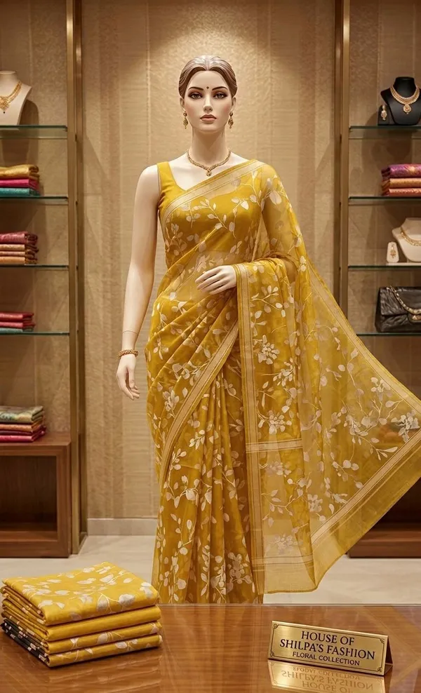 Mustard_Yellow_Linen_Cotton_Floral_Embroidered_Saree_For_Women