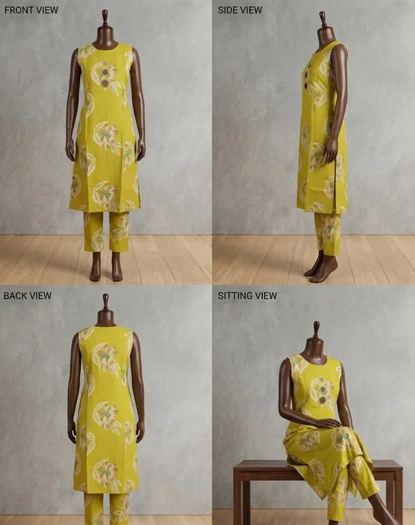 Yellow_Cotton_Floral_Print_Kurta_Pant_Set_For_Women