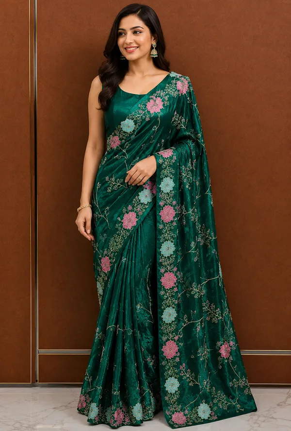 Green_Silk_Floral_Embroidered_Lehenga_Set_For_Women