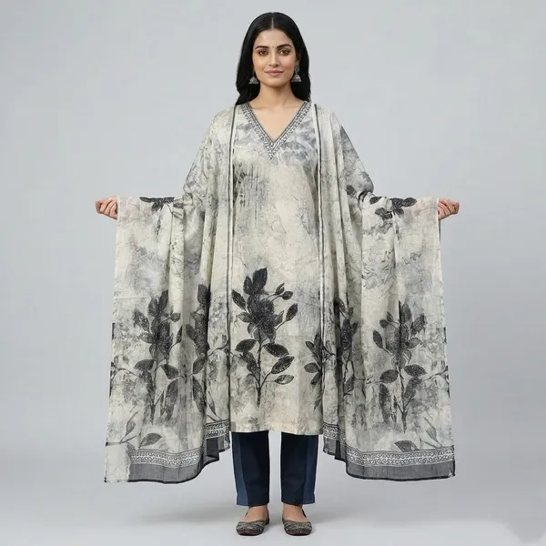 Grey_Crepe_Straight_Cut_Kurta__Set_for_Women_Adorned_with_Sequins_and_Floral_Print