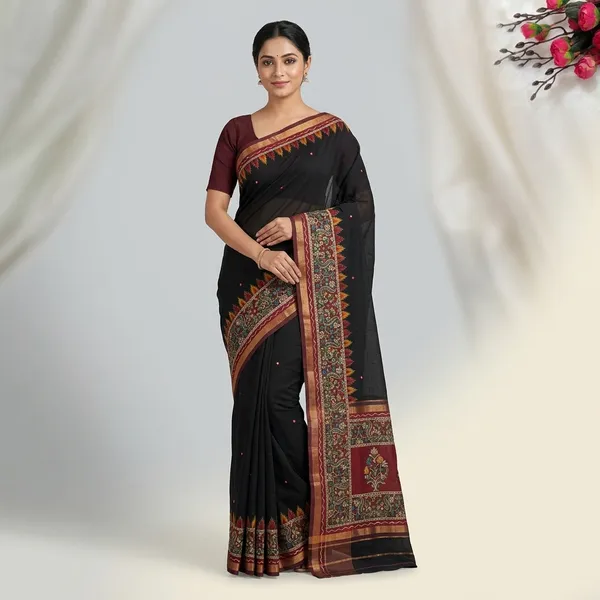 Black_Mul_Cotton_Embroidered_Border_Saree_For_Women