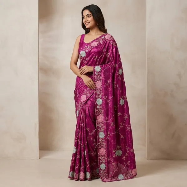 Magenta_Silk_Floral_Embroidered_Saree_With_Blouse_For_Women