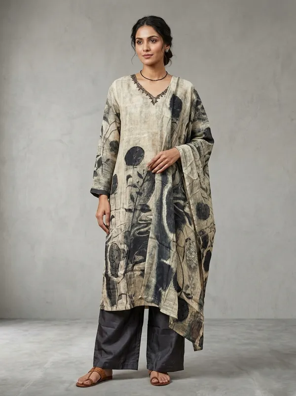 Grey_Muslin_Embroidered_Neck_Straight_3_Piece_Suit_Set_For_Women
