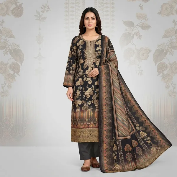 Black_Floral_Embroidered_Straight_Kurta_Set_With_Dupatta_For_Women