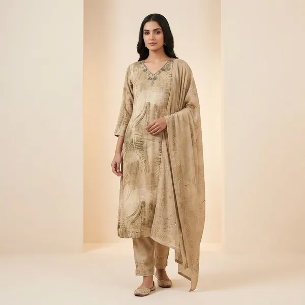 Beige_Crape_Embroidered_Kurta_Set_With_Dupatta_For_Women