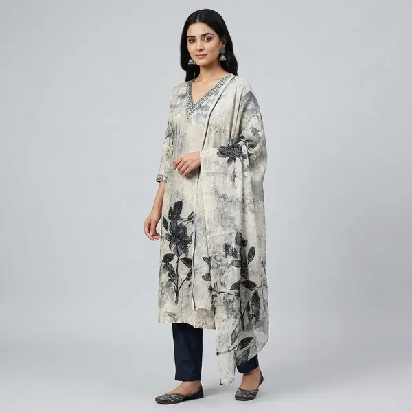 Grey_Crepe_Straight_Cut_Kurta__Set_for_Women_Adorned_with_Sequins_and_Floral_Print