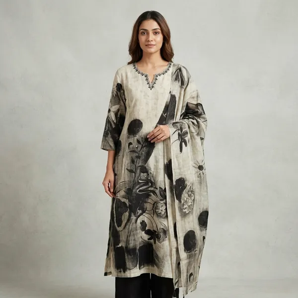 Off_White_Cotton_Floral_Print_Kurta_Palazzo_Dupatta_Set_For_Women