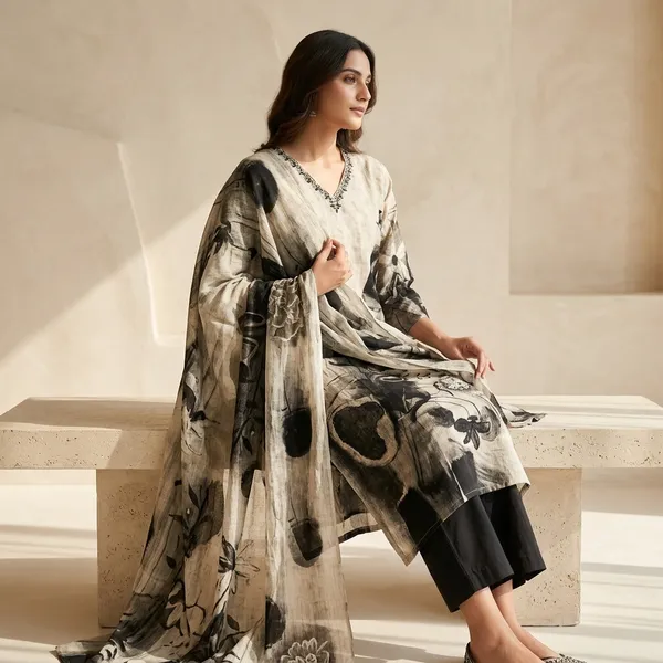 Off_White_Cotton_Floral_Print_Kurta_Palazzo_Dupatta_Set_For_Women