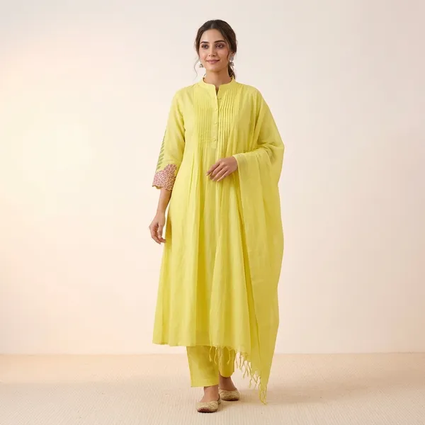 Yellow_Cotton_Anarkali_Kurta_Set_With_Dupatta_For_Women