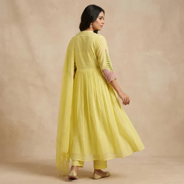 Yellow_Cotton_Anarkali_Kurta_Set_With_Dupatta_For_Women