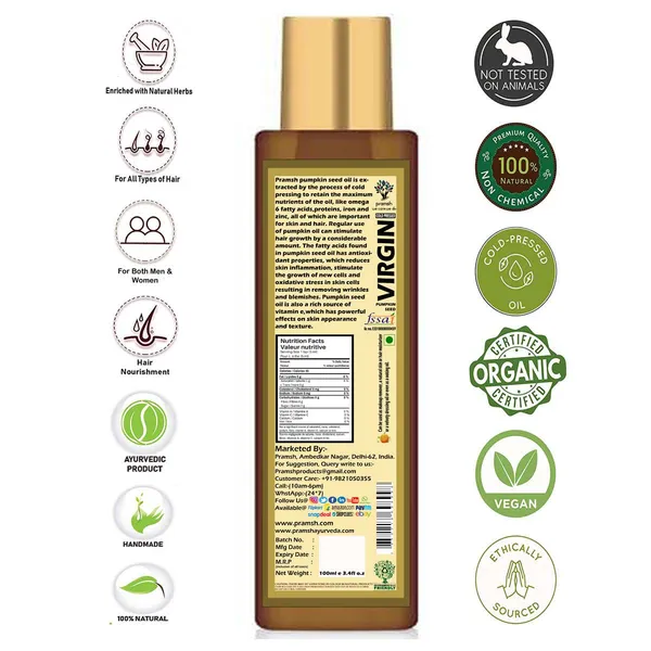 Pramsh_Cold_Pressed_Organic_Virgin_Pumpkin_Seed_Oil_100Ml