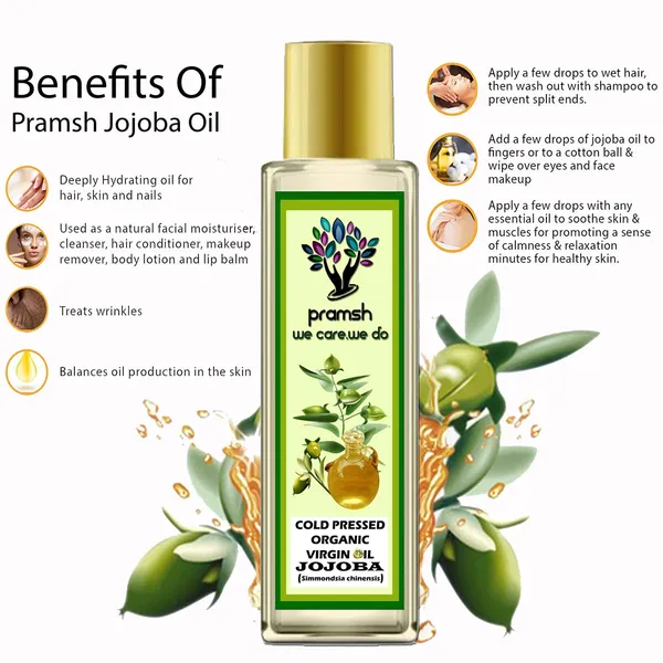 Pramsh_Cold_Pressed_Organic_Virgin_Jojoba_Oil_100Ml