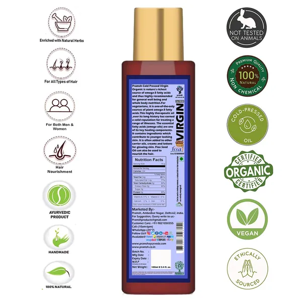 Pramsh_Cold_Pressed_Organic_Virgin_Flax_Seed_Oil_100Ml