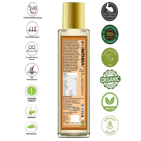 Pramsh_Cold_Pressed_Organic_Virgin_Fenugreek_Methi_Oil_200Ml
