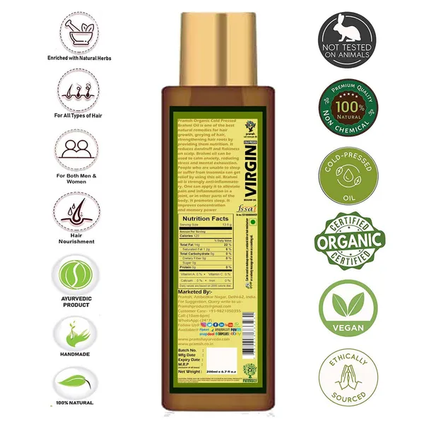 Pramsh_Cold_Pressed_Organic_Virgin_Brahmi_Oil_200Ml