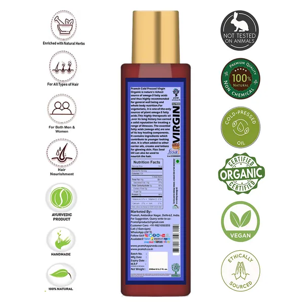 Pramsh_Cold_Pressed_Virgin_Organic_Flax_Seed_Oil_200Ml